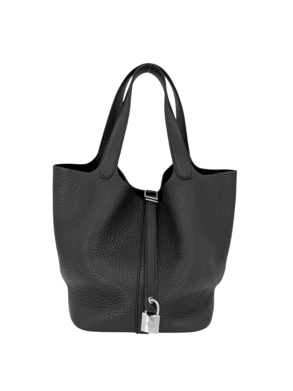 Hermes Handbag Picotin Lock MM Leather Black Silver